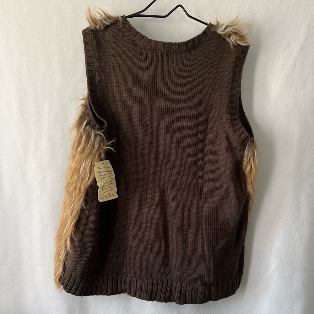 NWT One World Brown Size XL Faux Fur sweater Vest - Picture 5 of 8